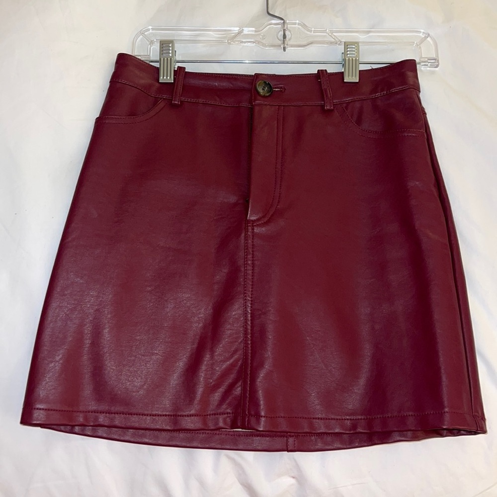 Forever 21 faux red leather mini skirt
